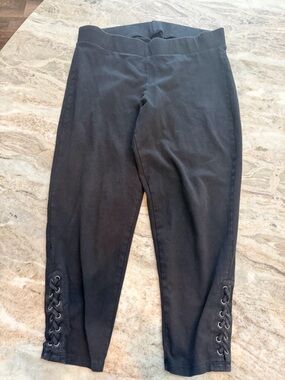 Torrid Womens Black Lace Up Ankle Pants Size 1 Stretch Pull On
